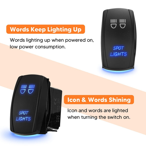 UTV ATV Off Road 2 LEAD Spot Light Rocker Switch Wire Harness Kit - WeiSen - WI005 - A