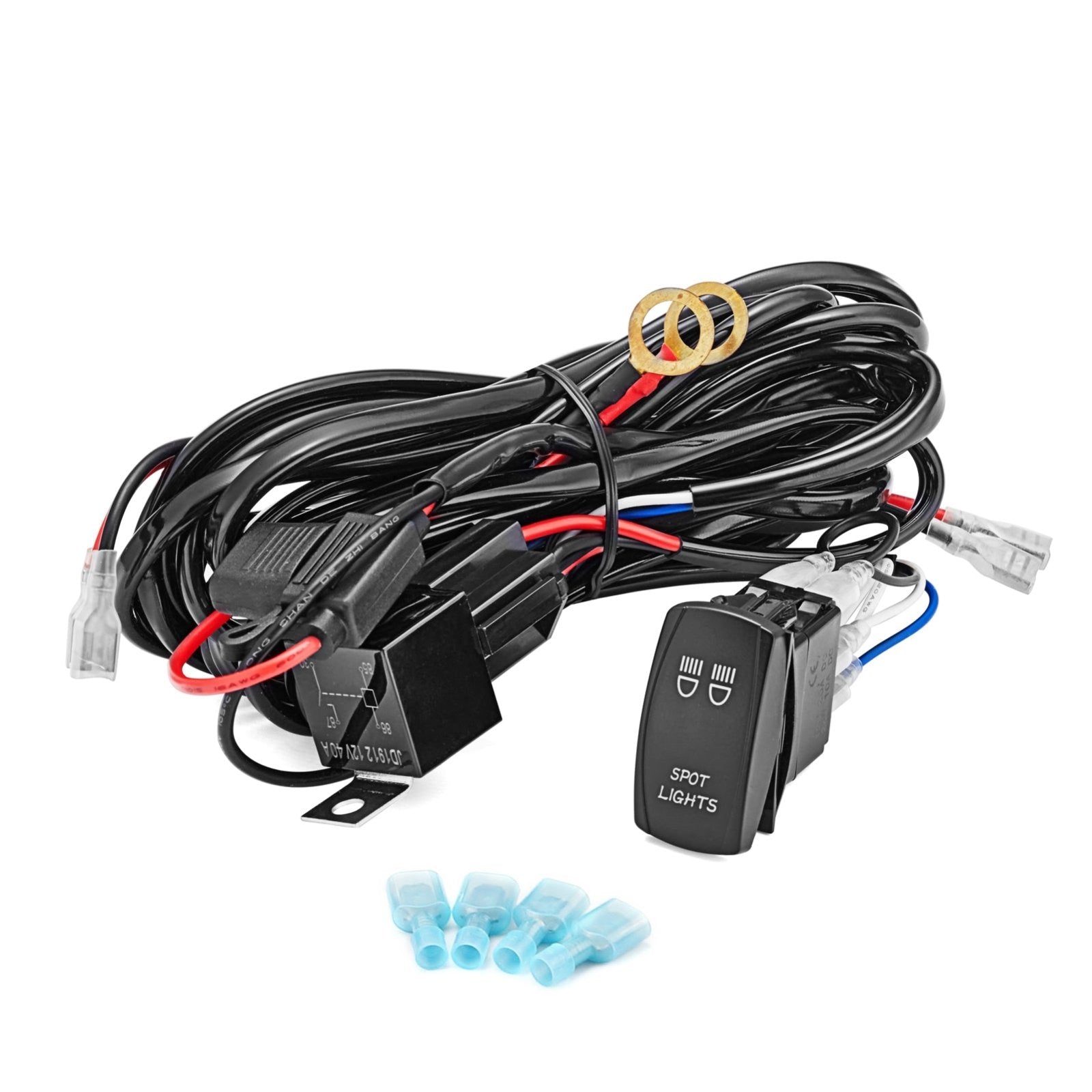 UTV ATV Off Road 2 LEAD Spot Light Rocker Switch Wire Harness Kit - Weisen