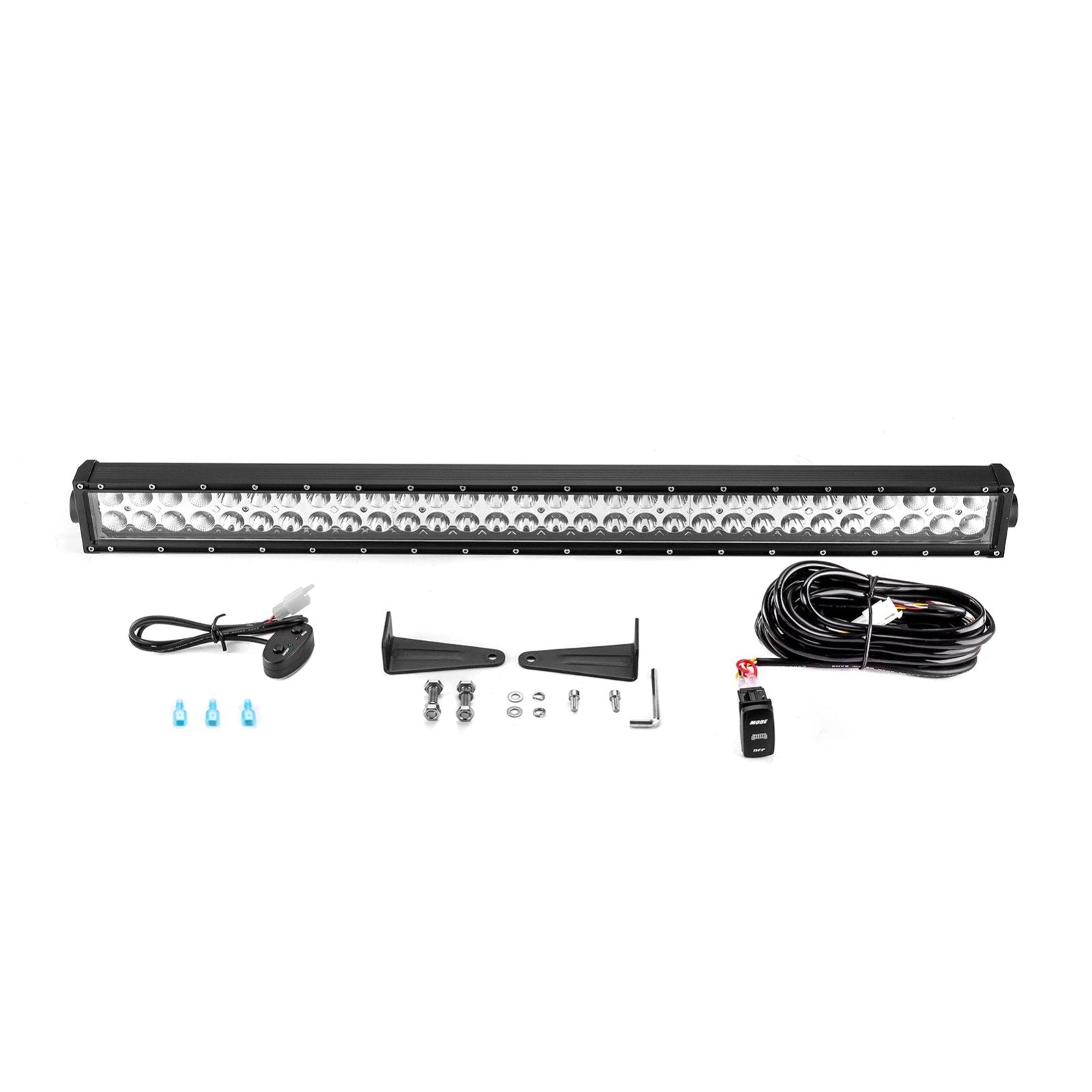 UTV ATV Pickup Truck Amber White 32" Dual Rows Straight LED Light Bar W/ Memory Function Wiring Harness Rocker Switch | Strobe Modes - WeiSen - 70202018