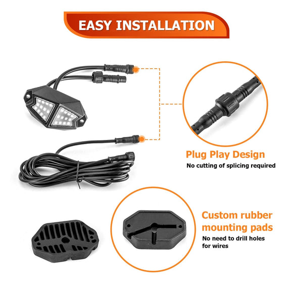 Universal RGB LED Rock Lights for Offroad UTV ATV SUV Golf Cart | Plug&Play | 366 Modes | Remote & APP Control - WeiSen - 80209002
