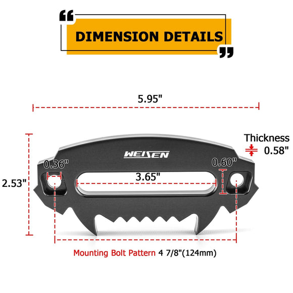 UTV ATV Universal 4 7/8" Aluminum Bolt - On Hawse Fairlead for 1500 - 4500 LBS Winches - WeiSen - 80310002