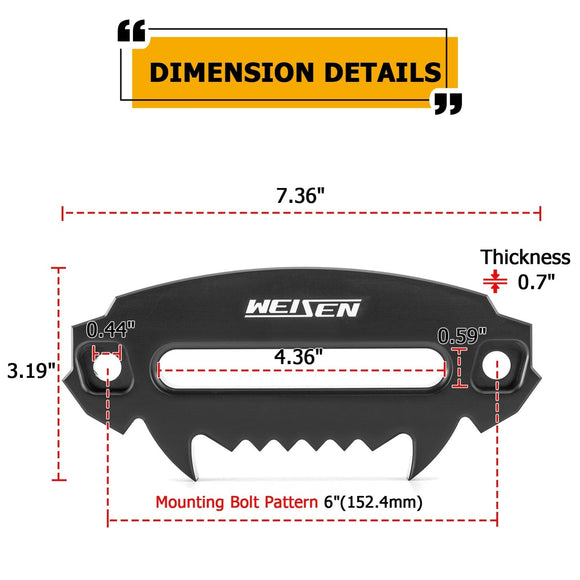 UTV ATV Universal (Fury Series) 6" Aluminum Hawse Fairlead for 4000 - 5500 LBS Winches - WeiSen - 80310003