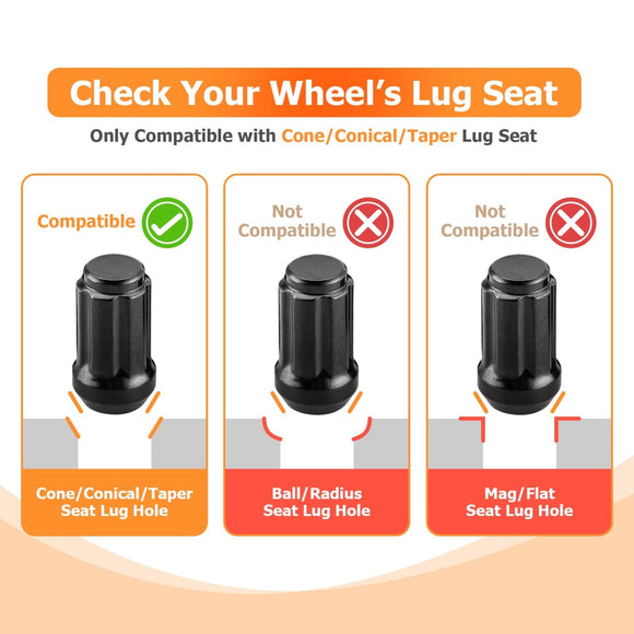 UTV ATV Universal Heavy Duty Steel 16Pcs 3/8" - 24 Thread Size Lug Nuts - WeiSen - 80420002