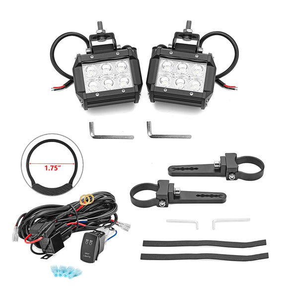 UTV LED Work Light Pod + 1" - 2" Adjustable Bracket for Round Tube Roll Cage - Weisen - ZT020 - A+LED003+WI005 - A