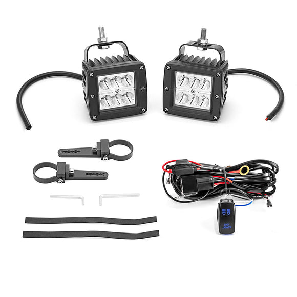 UTV LED Work Light Pod + 1" - 2" Adjustable Bracket for Round Tube Roll Cage - Weisen - ZT020 - B+LED001+WI005 - A