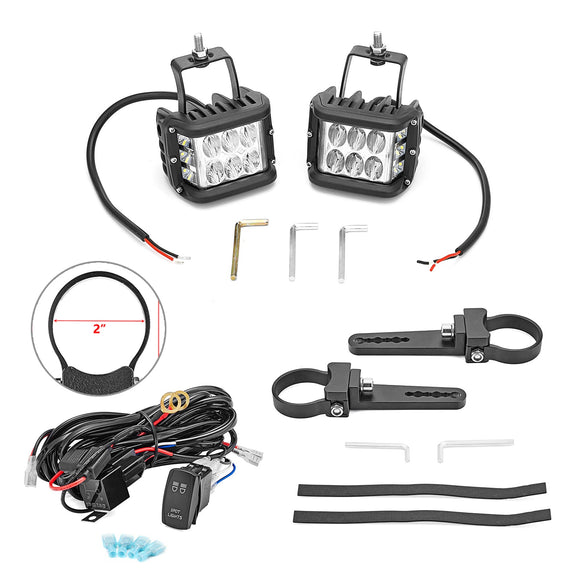 UTV LED Work Light Pod + 1" - 2" Adjustable Bracket for Round Tube Roll Cage - Weisen - ZT020 - B+LED002+WI005 - A