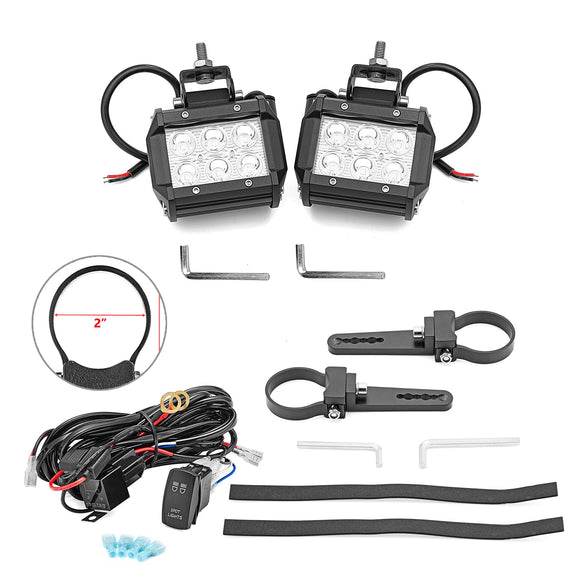 UTV LED Work Light Pod + 1" - 2" Adjustable Bracket for Round Tube Roll Cage - Weisen - ZT020 - B+LED003+WI005 - A