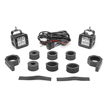 UTV LED Work Light Pod + 1" - 2" Adjustable Bracket for Round Tube Roll Cage - Weisen - ZT027 - A+LED001+WI003