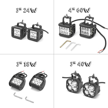 UTV LED Work Light Pod + 1" - 2" Adjustable Bracket for Round Tube Roll Cage - Weisen - ZT027 - A+LED001+WI003