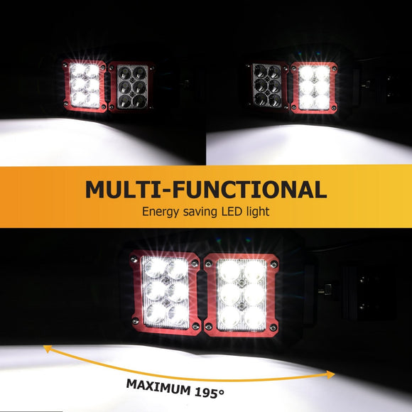 UTV Off Road Racing Tempered Glass Side Rearview Mirrors w/ Spot Light for Polaris Can - Am Pro - Fit Cage - WeiSen - 80301038