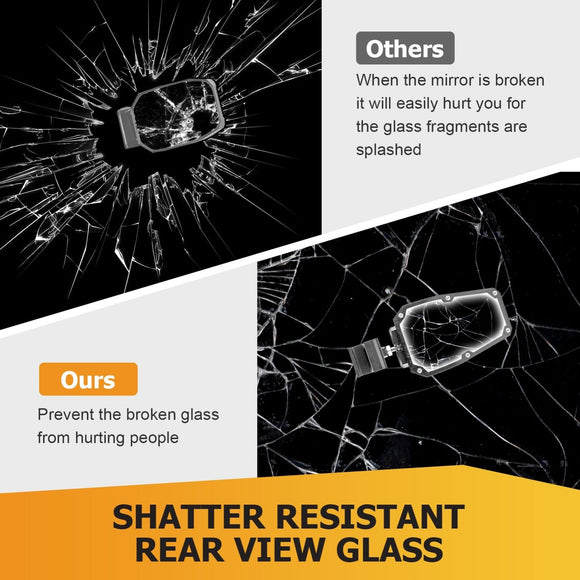 UTV Off Road Racing Tempered Glass Side Rearview Mirrors w/ Spot Light for Polaris Can - Am Pro - Fit Cage - WeiSen - 80301038