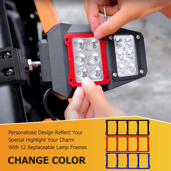 UTV Off Road Racing Tempered Glass Side Rearview Mirrors w/ Spot Light for Polaris Can - Am Pro - Fit Cage - WeiSen - 80301038