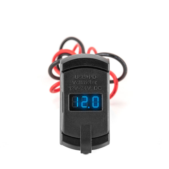 UTVs ATVs SUVs Trucks Boats USB Rocker Switch 12v Dual Charger/Outlet with LED Voltmeter Display - WeiSen - 70204038
