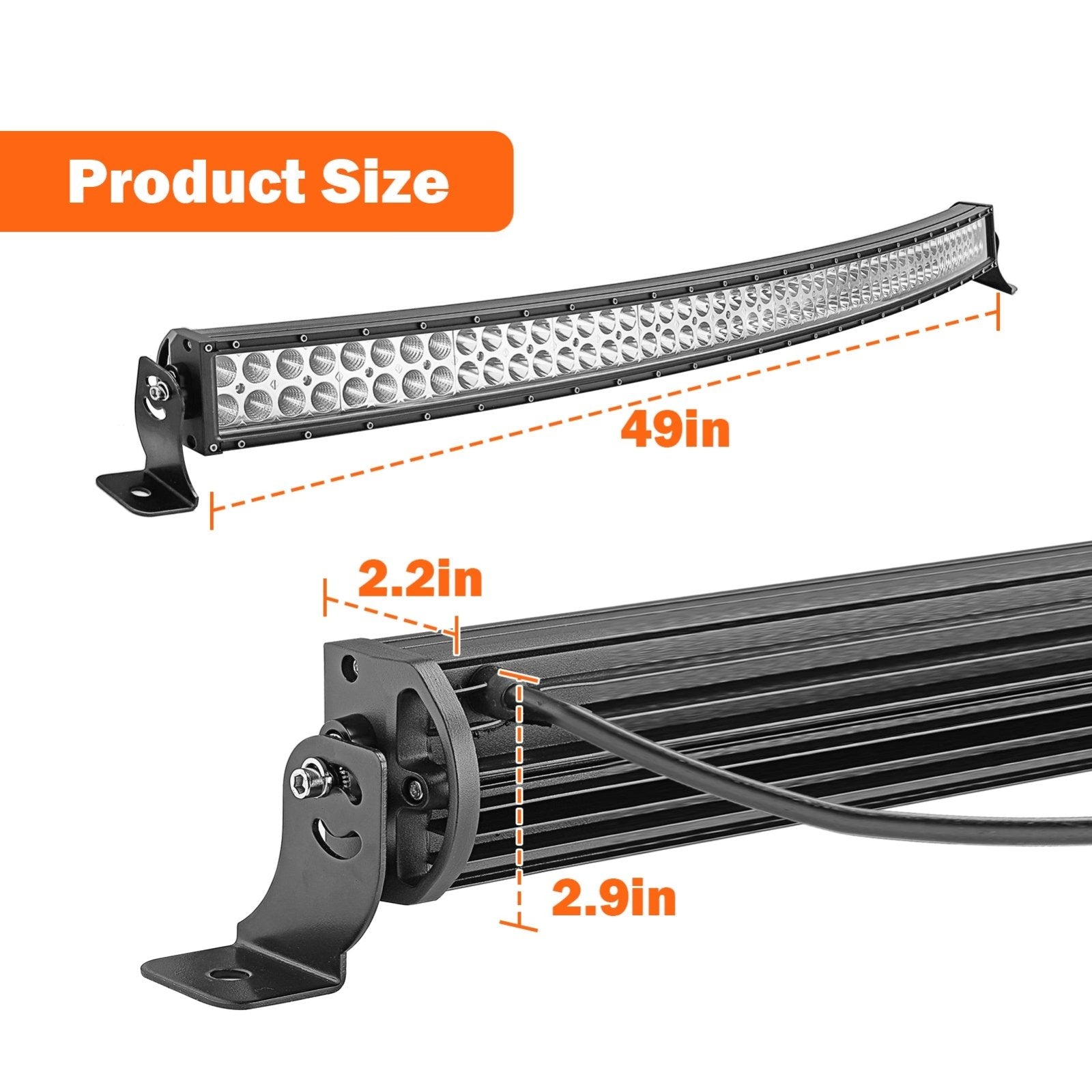 Weisen 50" 288W Curved LED Light Bar Fit Polaris Ranger 570/900/1000 Fullsize Models - Weisen