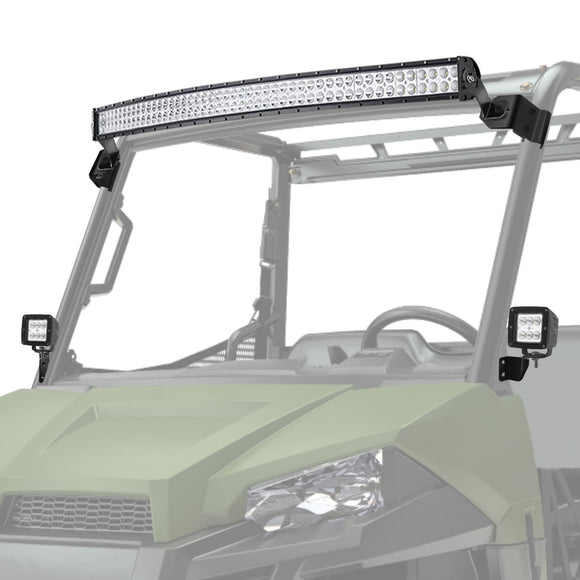 Weisen 50" Curved LED Light Bar & 24W Light Pod Kit for Polaris Ranger XP 900 1000 - WeiSen - ZT088 - A+LED010+WI002+ZT095+LED001+WI005 - A
