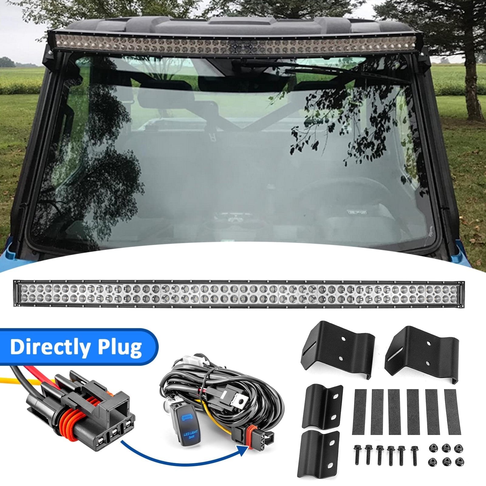 Weisen 52" 300w Curved LED Light Bar Kit w/ Pulse BusBar for 2018+ Polaris Ranger 1000 Fullsize - Weisen