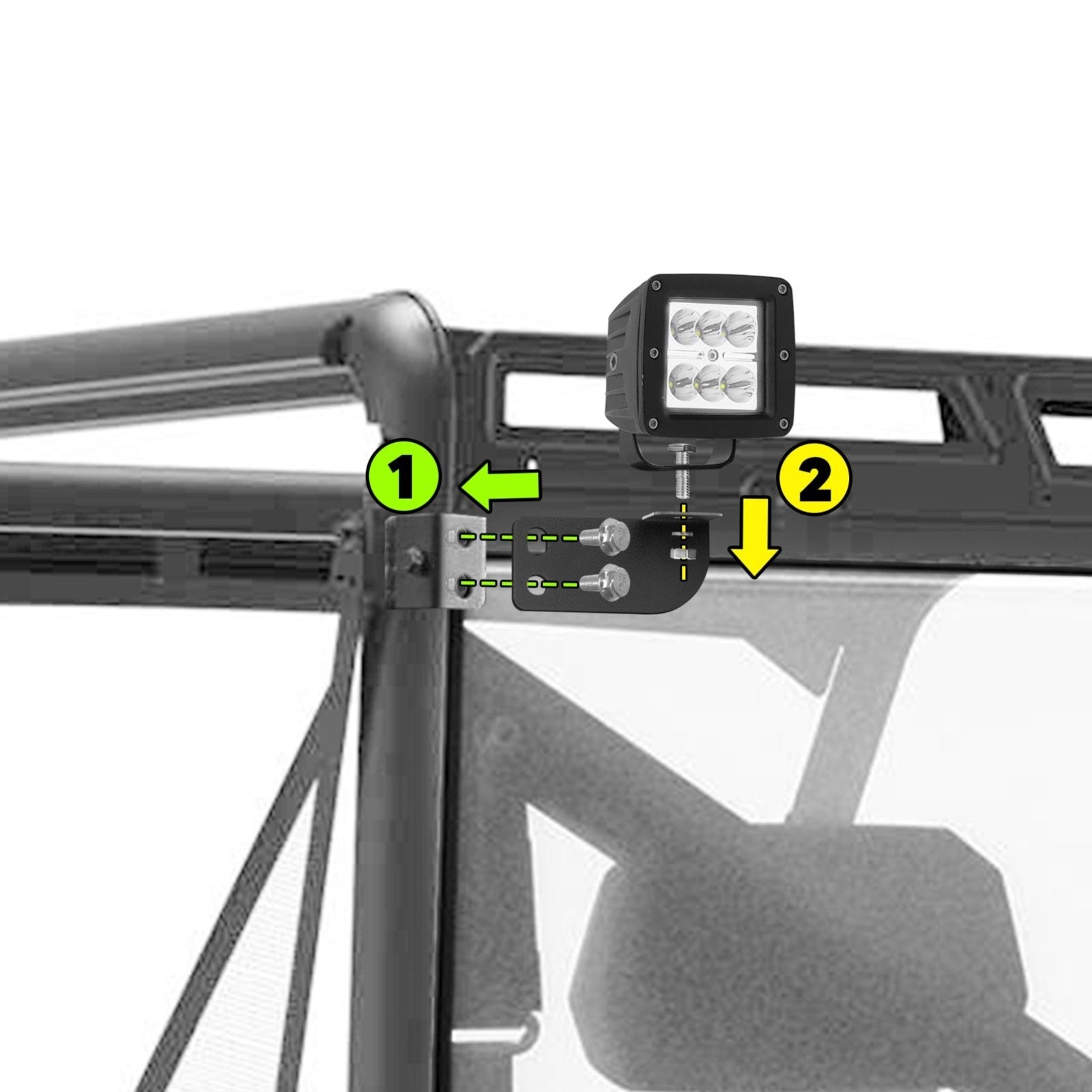 Weisen Roof 50" LED Light Bar + Work Light Pod Kit Fits 2013 - 2024 Polaris Ranger 570/900/1000 fullsize Models - WeiSen - ZT088 - A+LED010+WI002+ZT040+LED001+WI005 - B