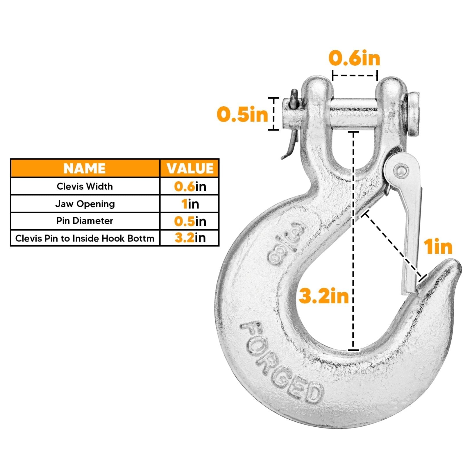 Winch Clevis Slip Hook Forged Steel 8000-12000 Lbs for 3/8" Synthetic Cable Rope - Weisen