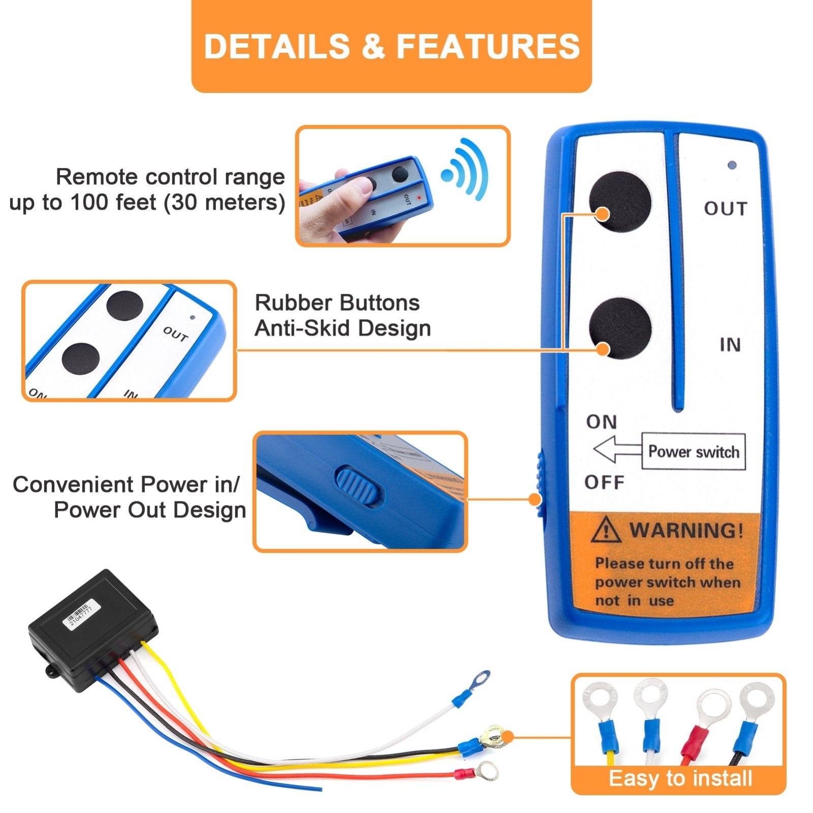 Wireless Winch Remote Control Winch Rocker Switch for Jeep SUV UTV Truck - Weisen