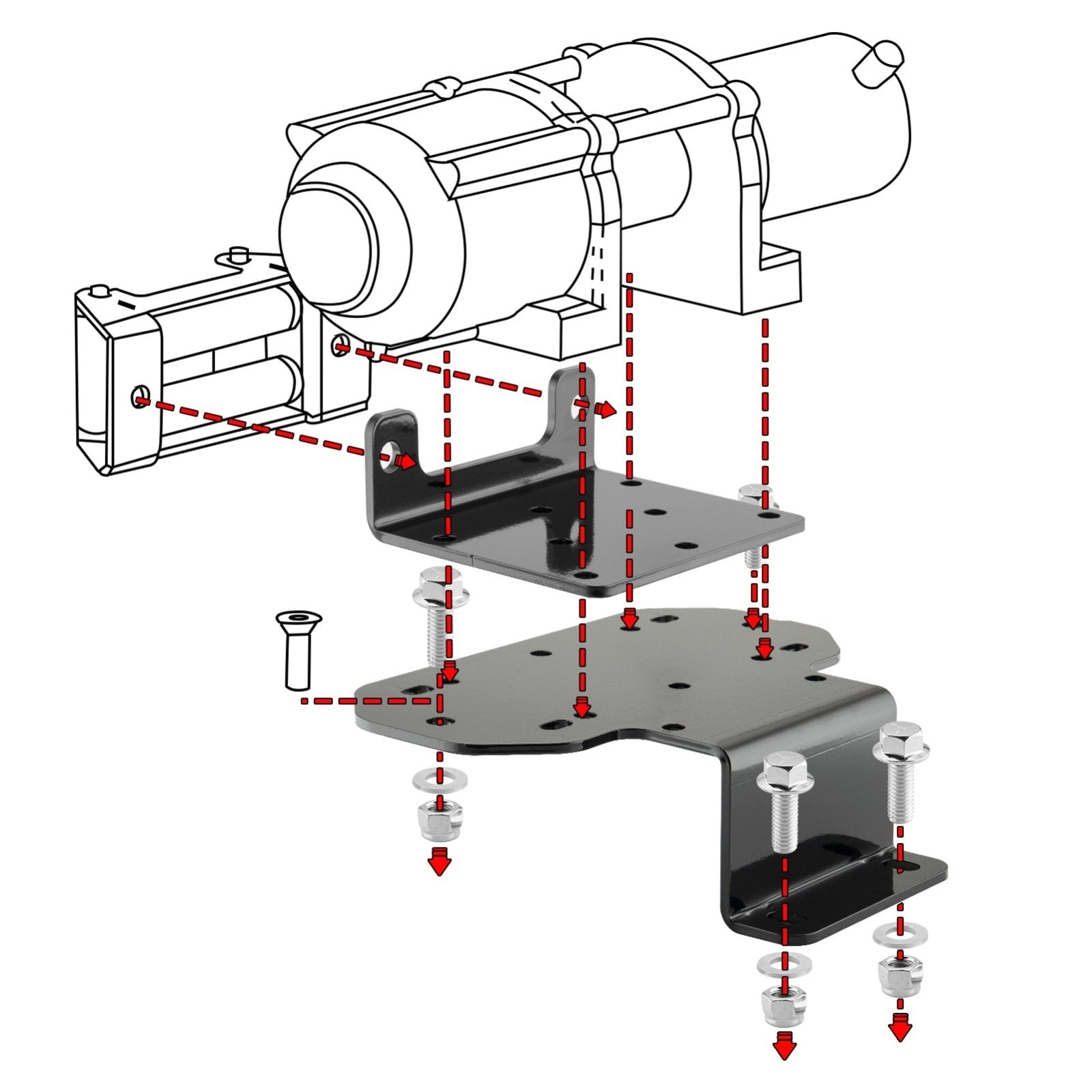 YAMAHA RHINO 450/660/700 UTV No Drlling Front Winch Mount Plate Brackets Kit - WeiSen - 80106003